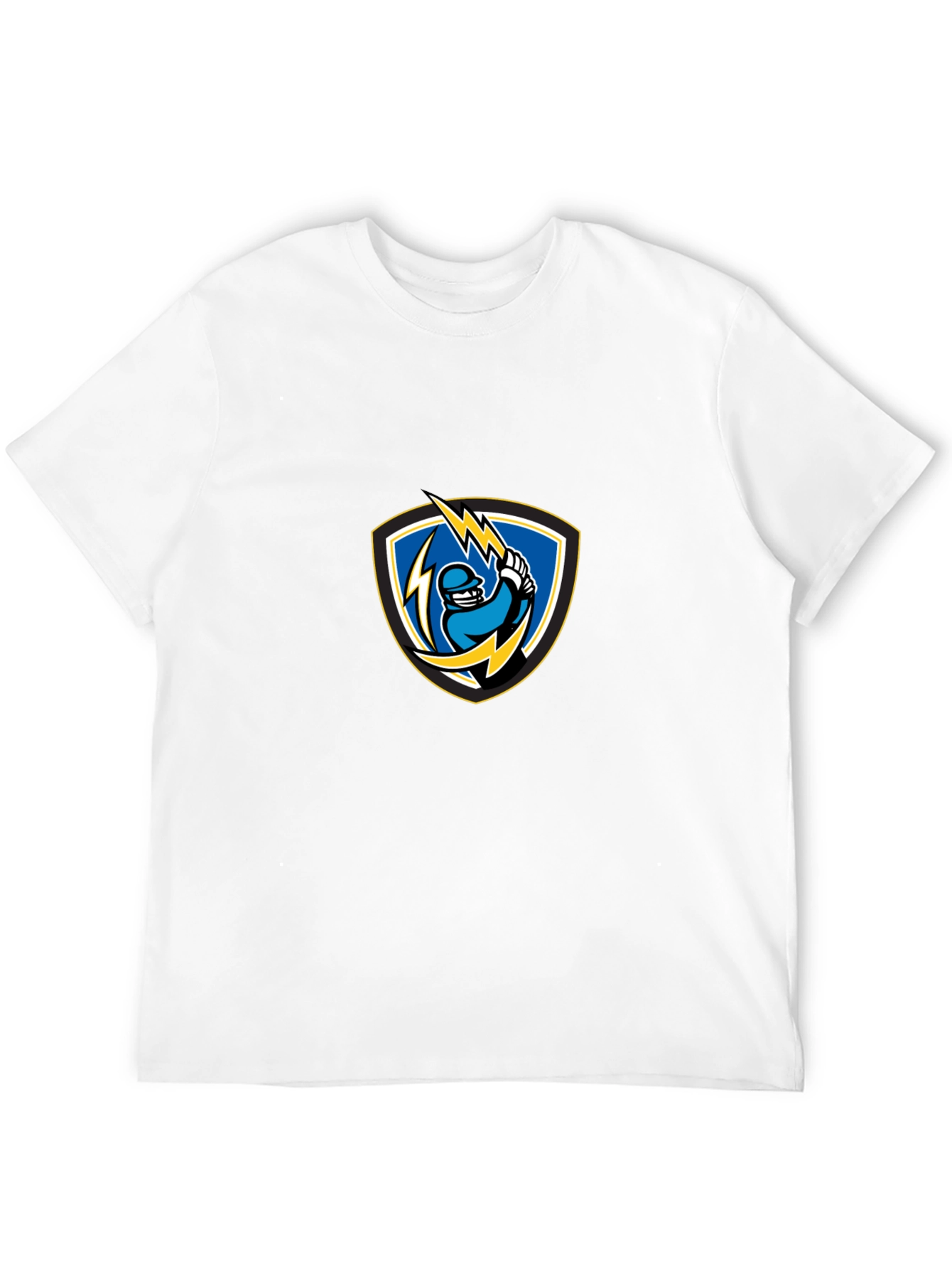 Black T-Shirt with Lightning Baseball Design