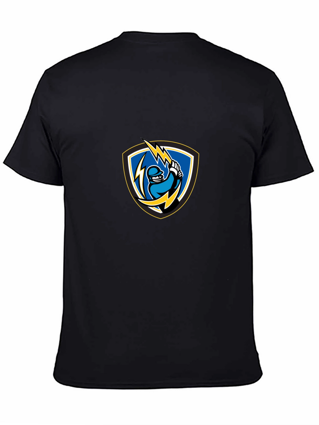 Black T-Shirt with Lightning Baseball Design