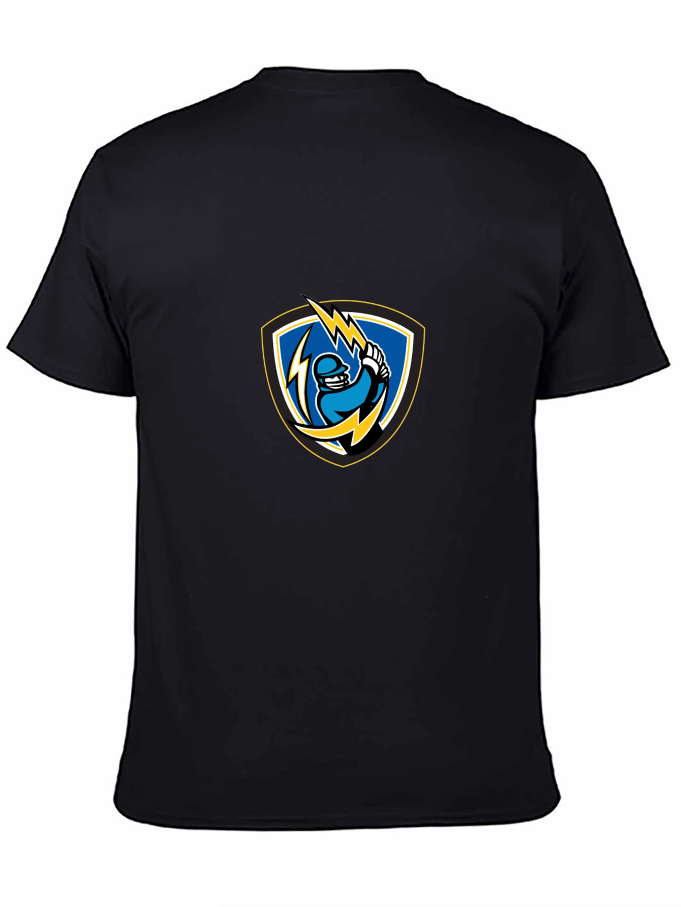 Black T-Shirt with Lightning Baseball Design