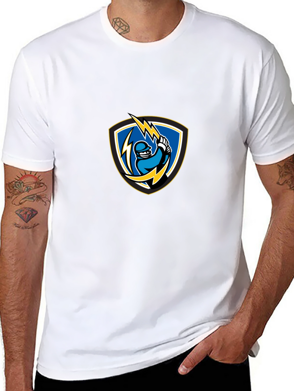 Black T-Shirt with Lightning Baseball Design