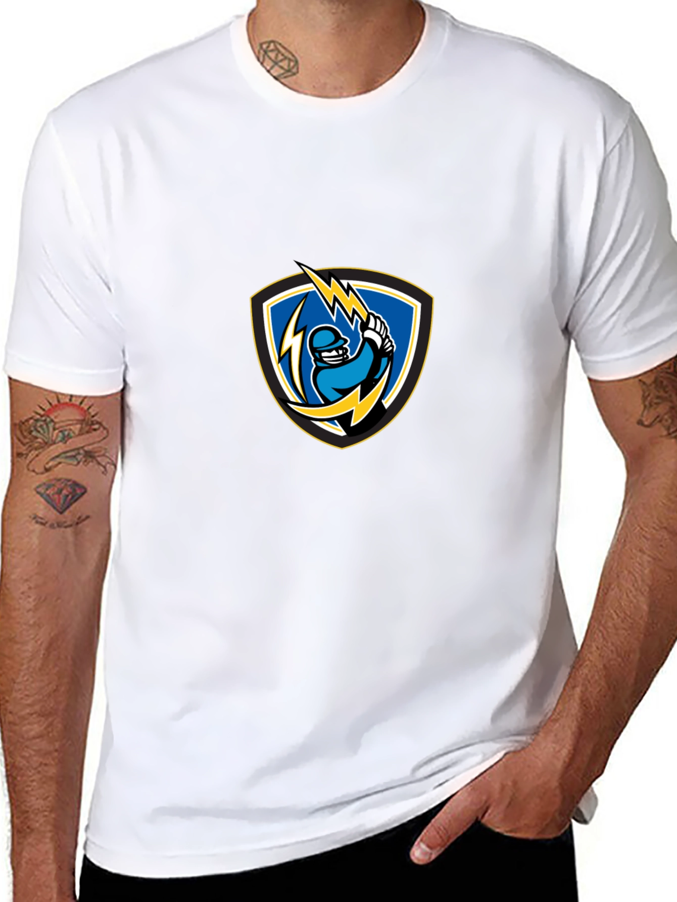 Black T-Shirt with Lightning Baseball Design
