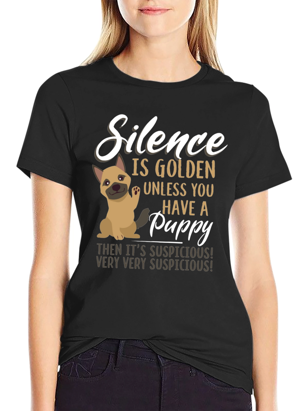 Silence is Golden Puppy Graphic Tee