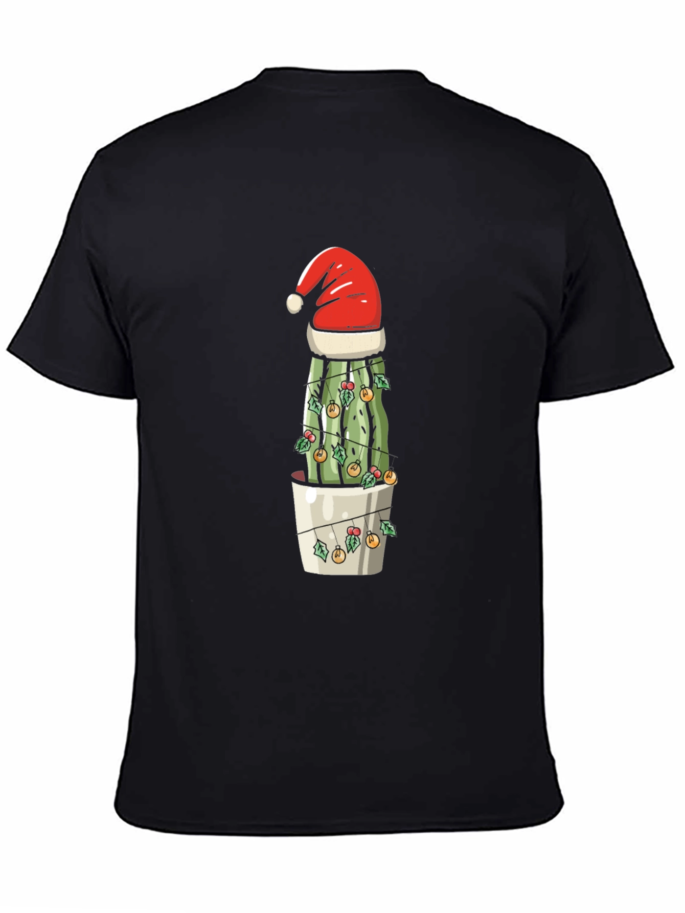Festive Cactus Tee - Santa Hat & Holiday Lights Design