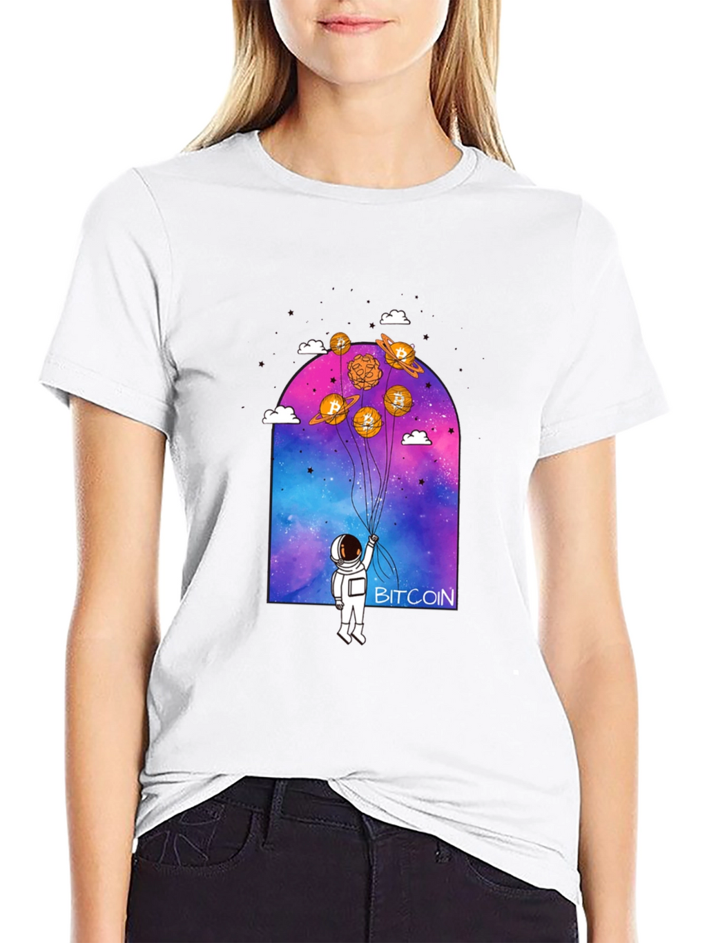 Bitcoin Astronaut Graphic Tee - Crypto Lovers Shirt
