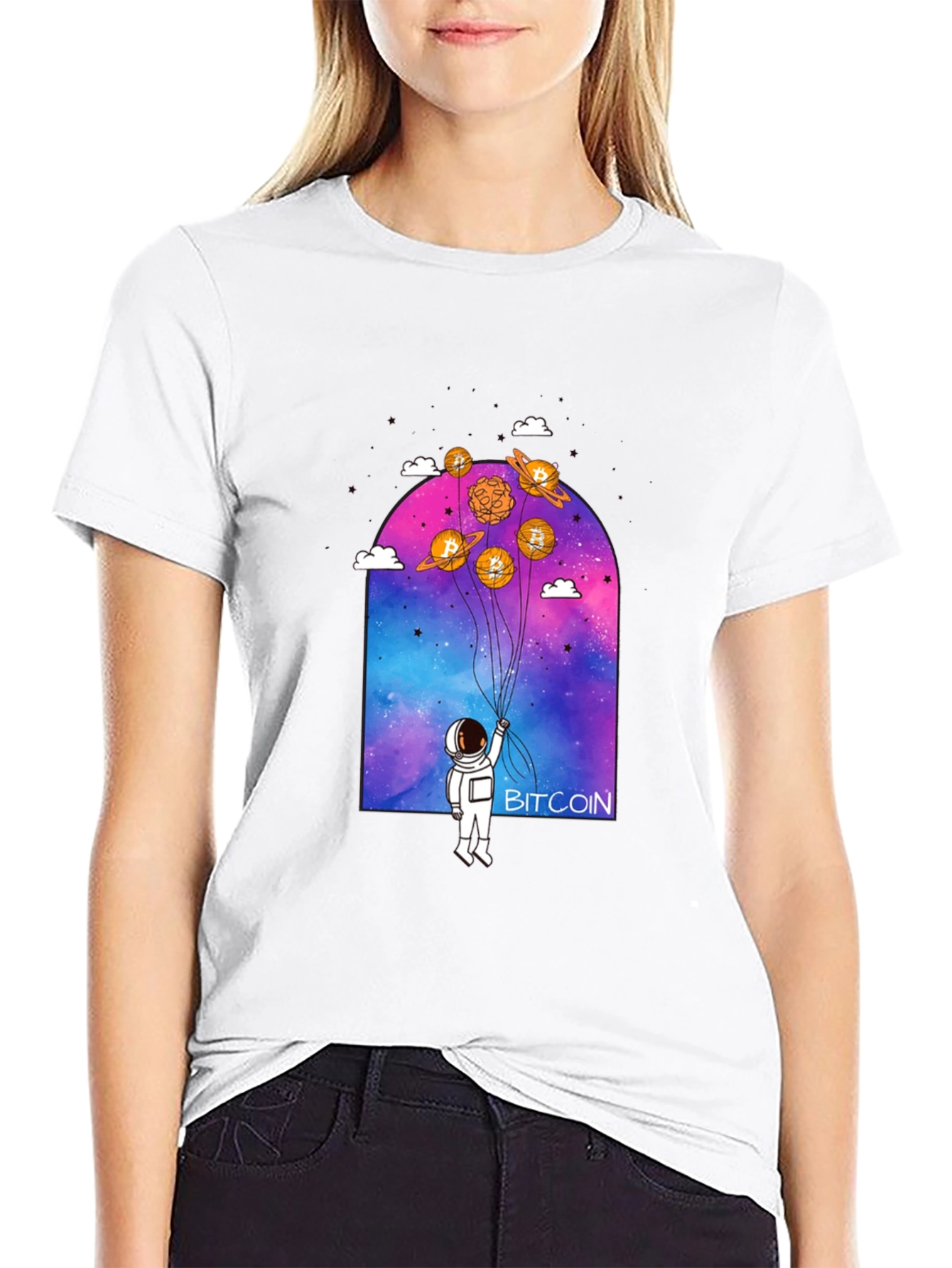 Bitcoin Astronaut Graphic Tee - Crypto Lovers Shirt
