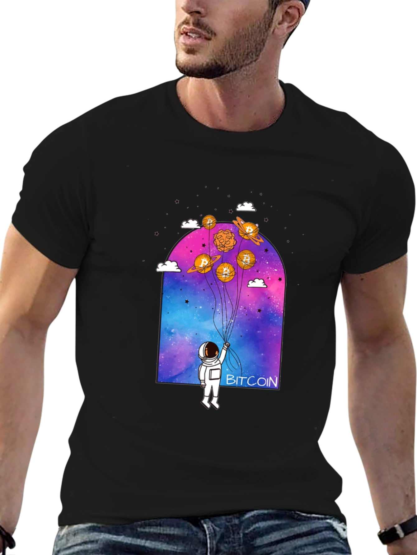 Bitcoin Astronaut Graphic Tee - Crypto Lovers Shirt