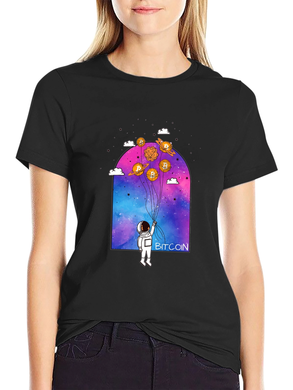 Bitcoin Astronaut Graphic Tee - Crypto Lovers Shirt