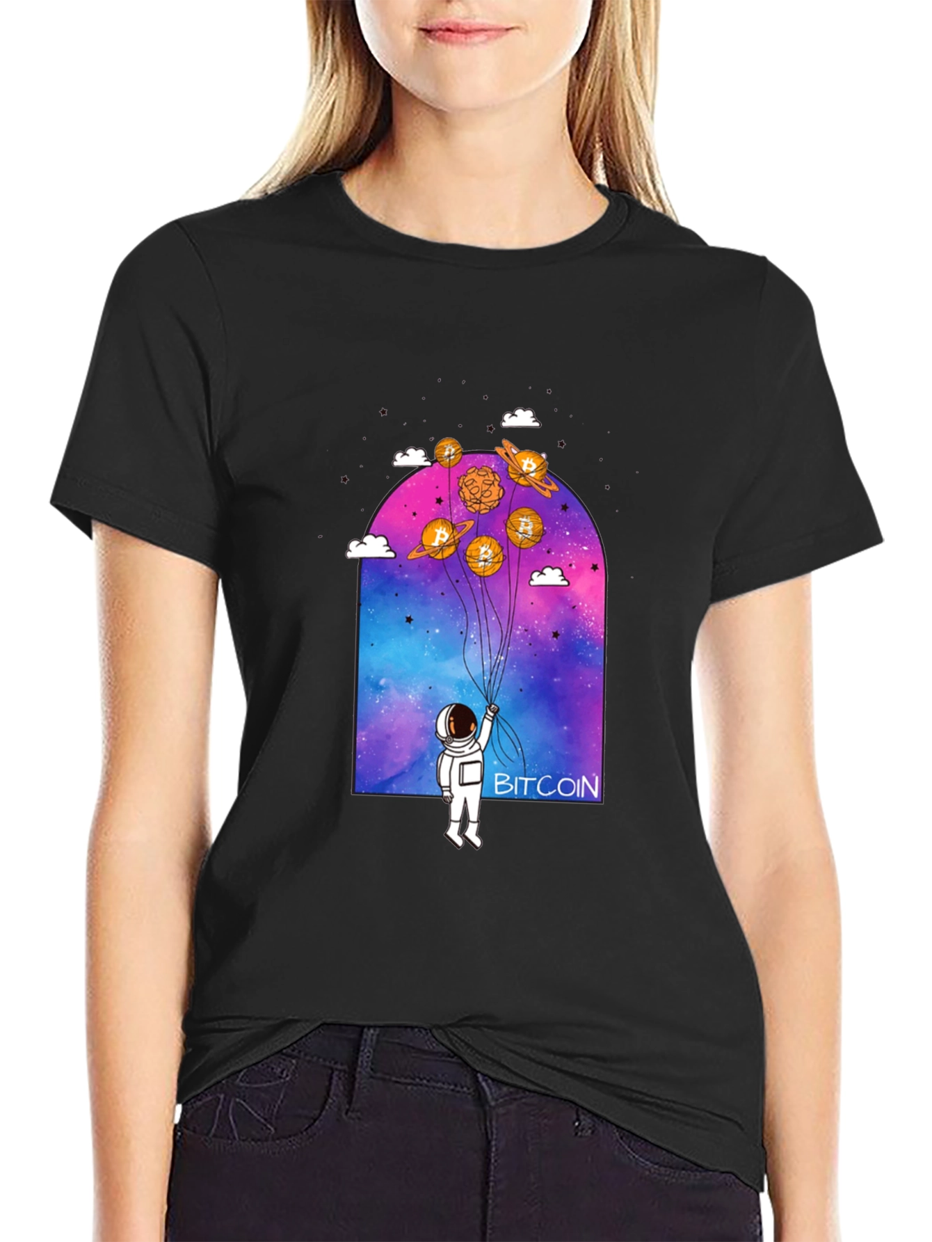 Bitcoin Astronaut Graphic Tee - Crypto Lovers Shirt