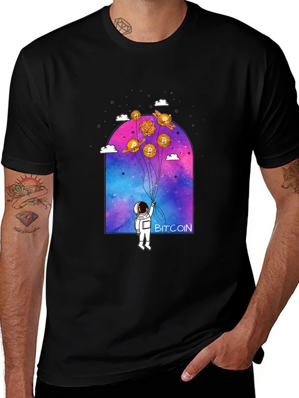 Bitcoin Astronaut Graphic Tee - Crypto Lovers Shirt