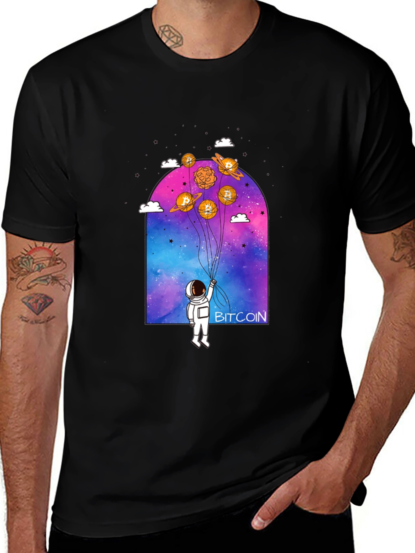 Bitcoin Astronaut Graphic Tee - Crypto Lovers Shirt