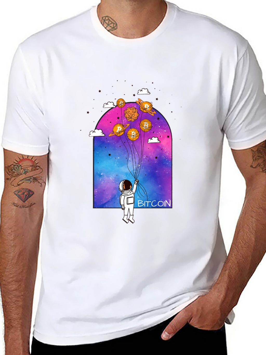 Bitcoin Astronaut Graphic Tee - Crypto Lovers Shirt