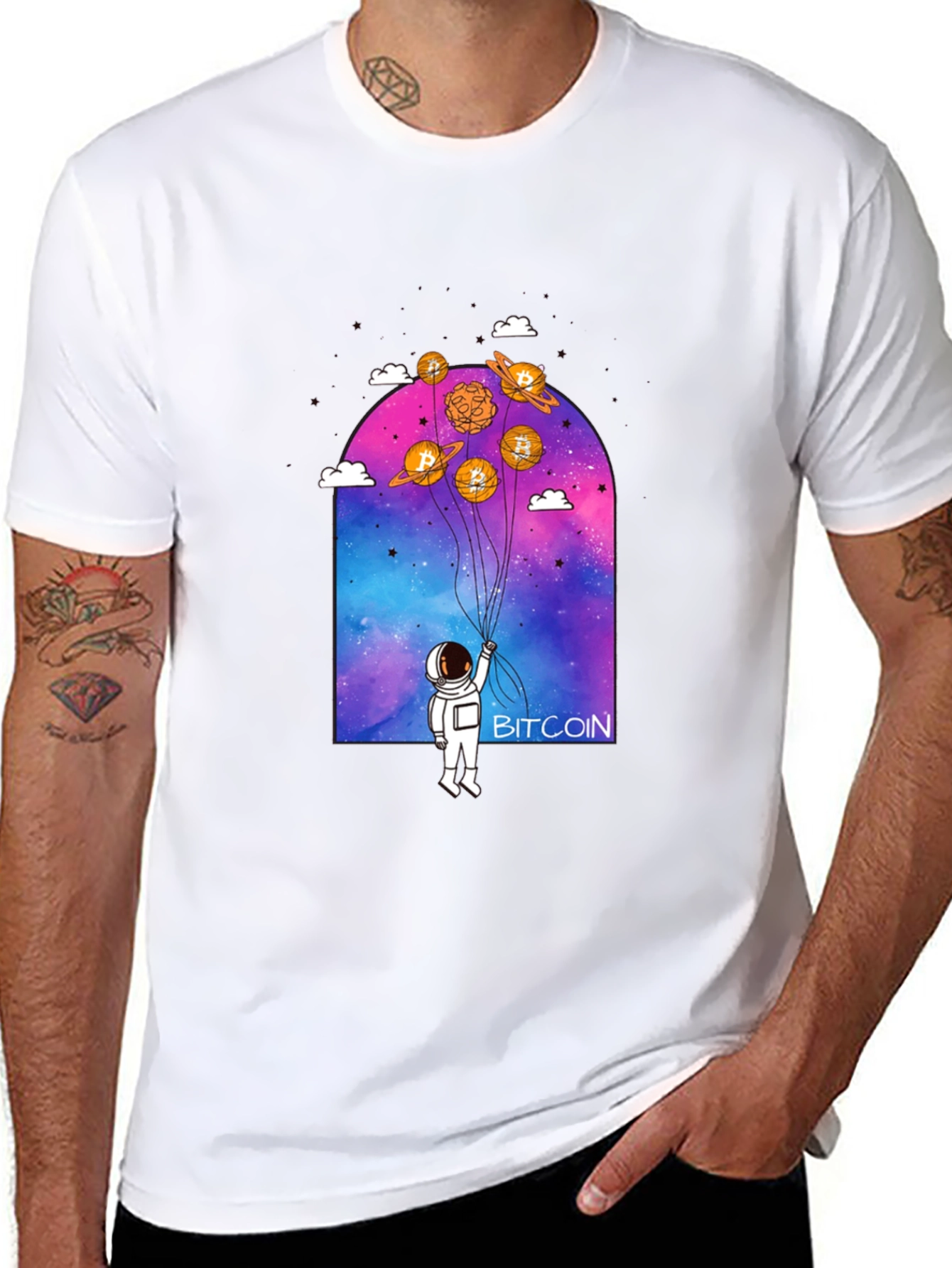 Bitcoin Astronaut Graphic Tee - Crypto Lovers Shirt