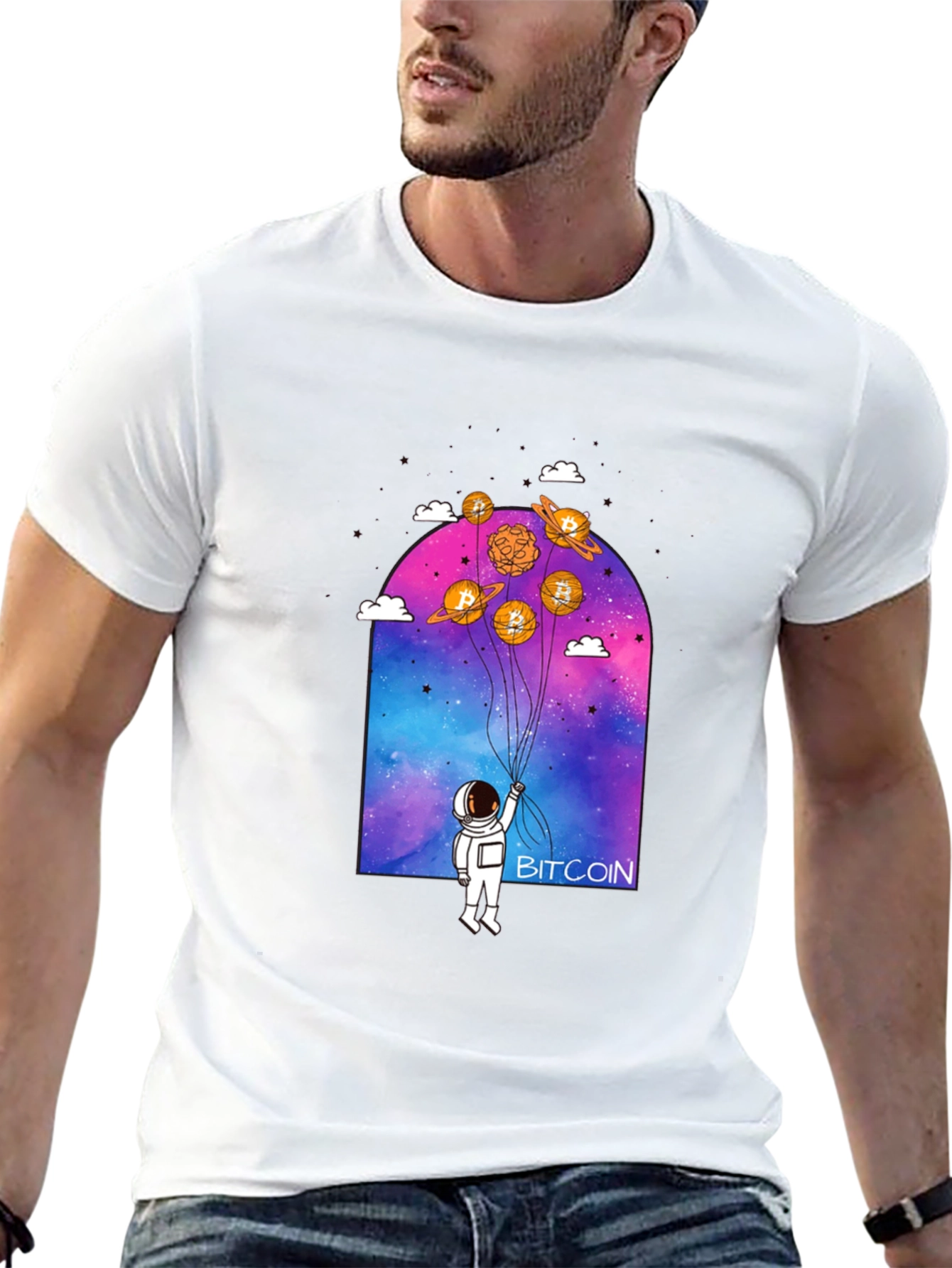 Bitcoin Astronaut Graphic Tee - Crypto Lovers Shirt