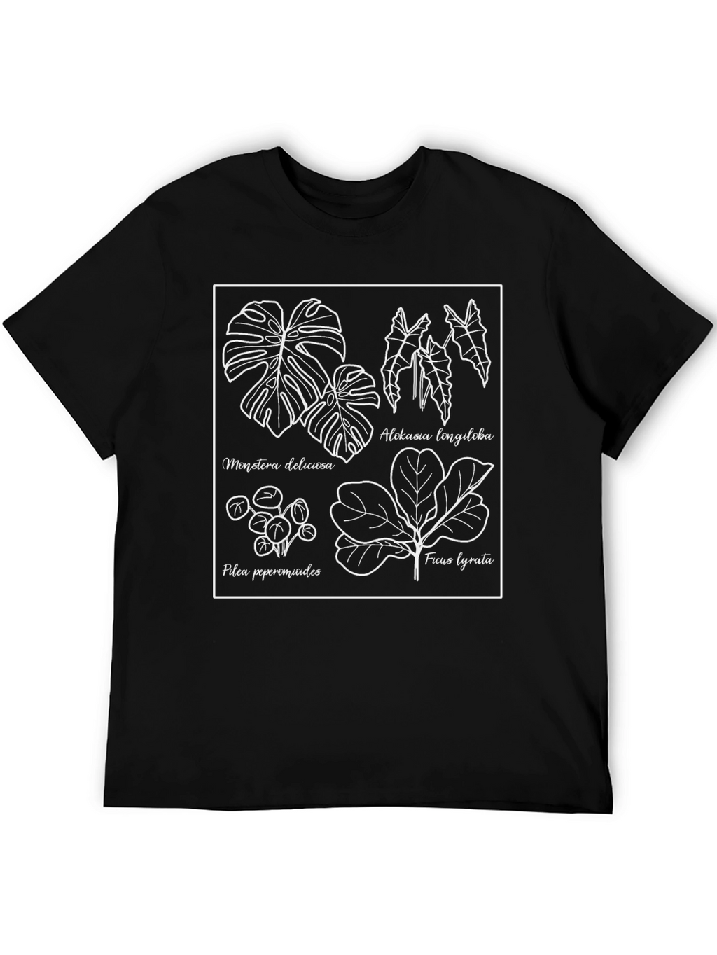 Botanical Print Tee - Black Graphic T-Shirt