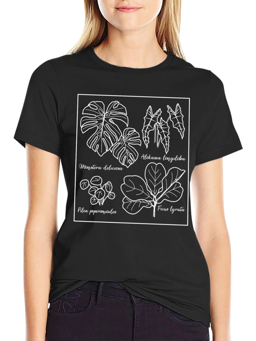 Botanical Print Tee - Black Graphic T-Shirt