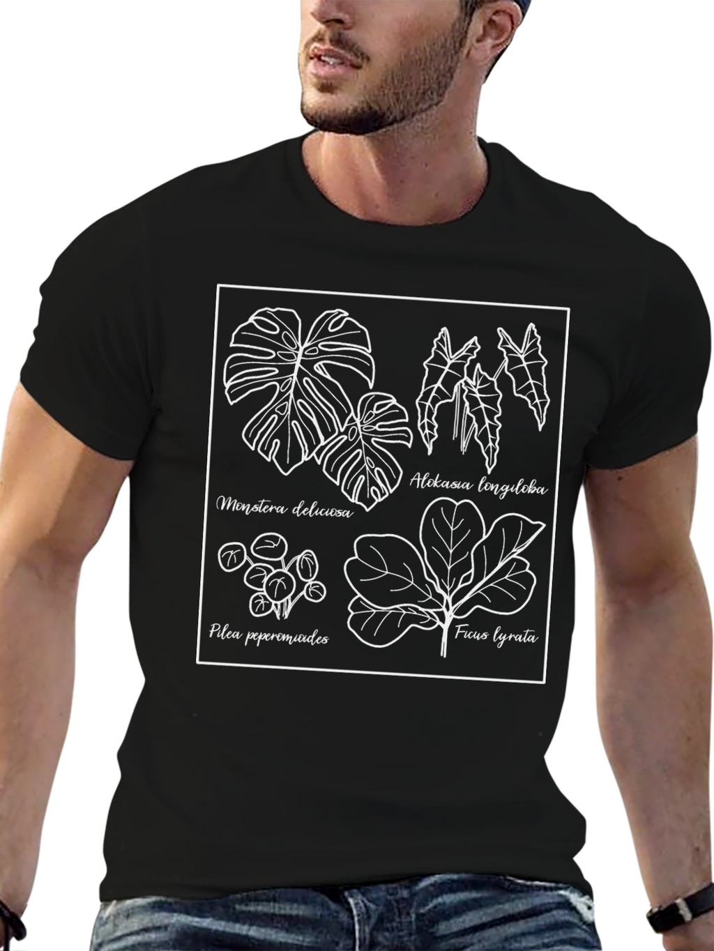 Botanical Print Tee - Black Graphic T-Shirt