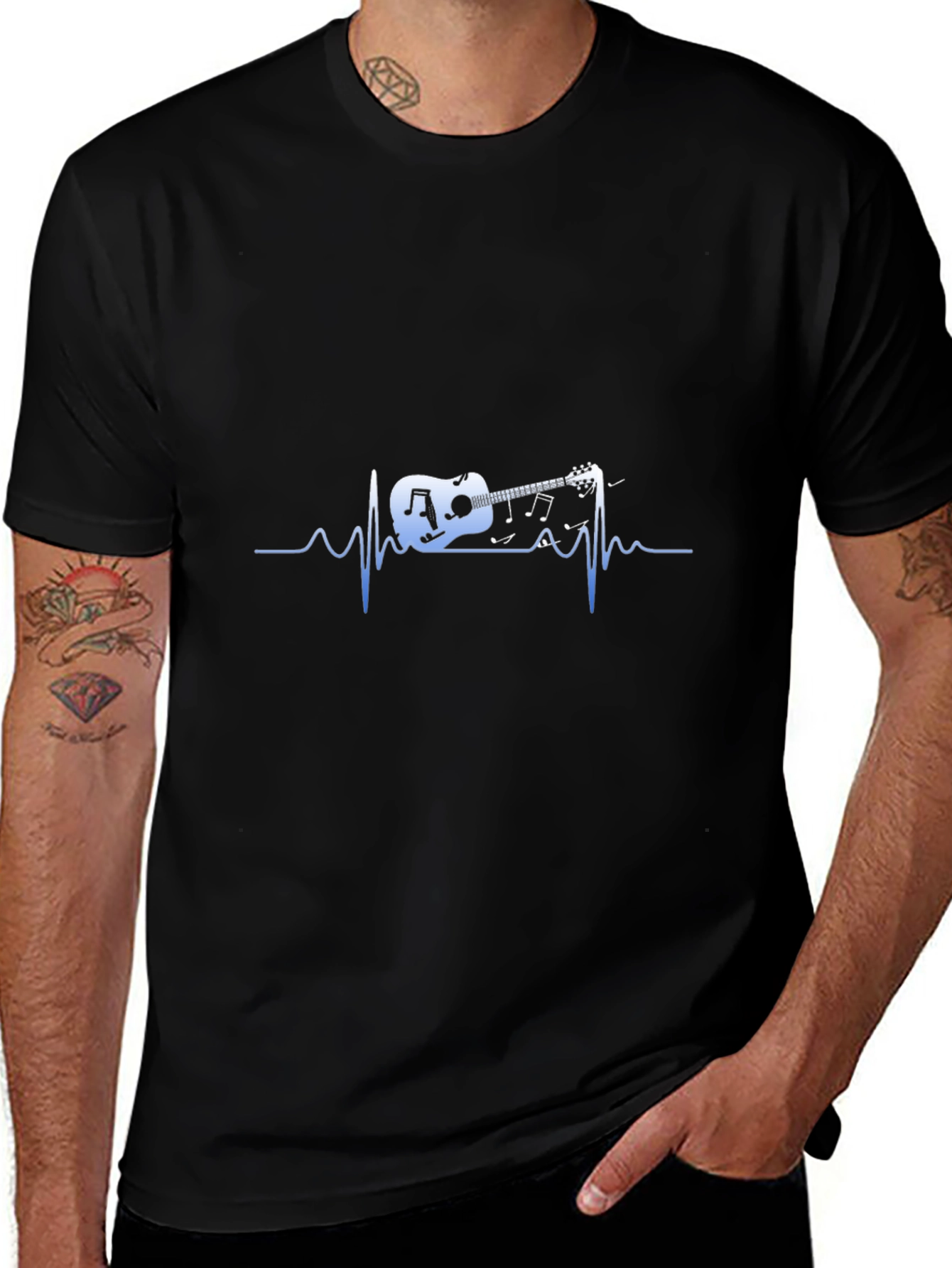 Guitar Heartbeat Graphic Tee - Music Lover Shirt