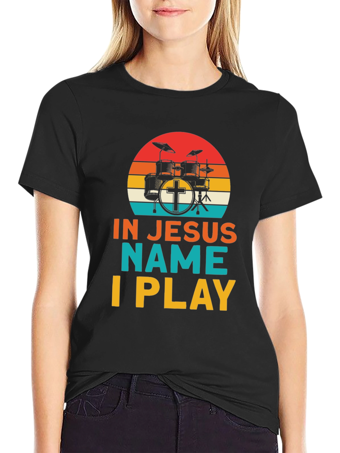 In Jesus Name I Play Drummer T-Shirt