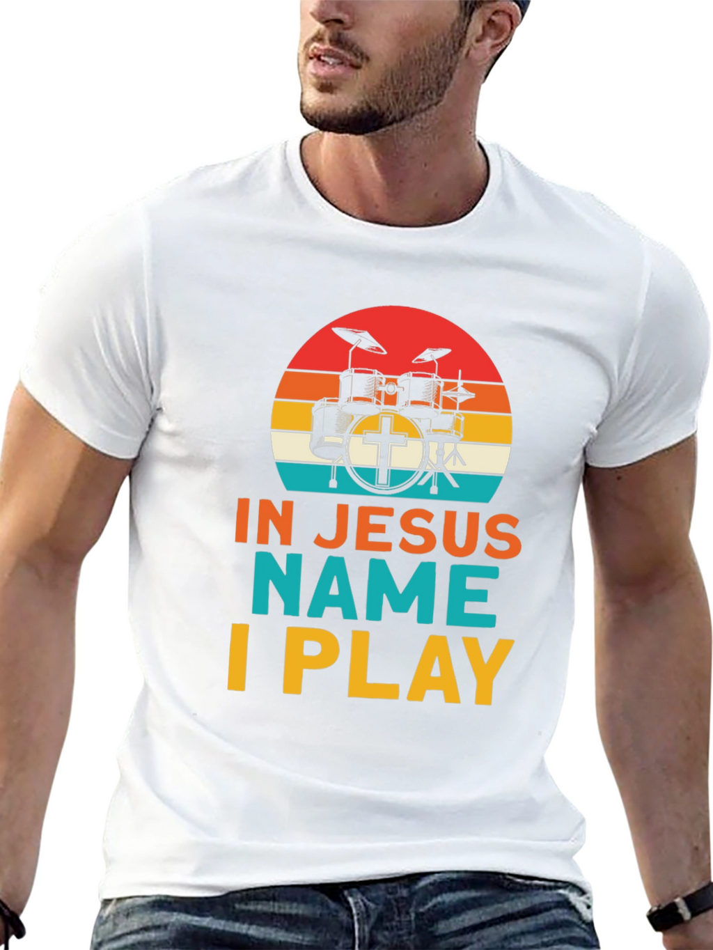 In Jesus Name I Play Drummer T-Shirt