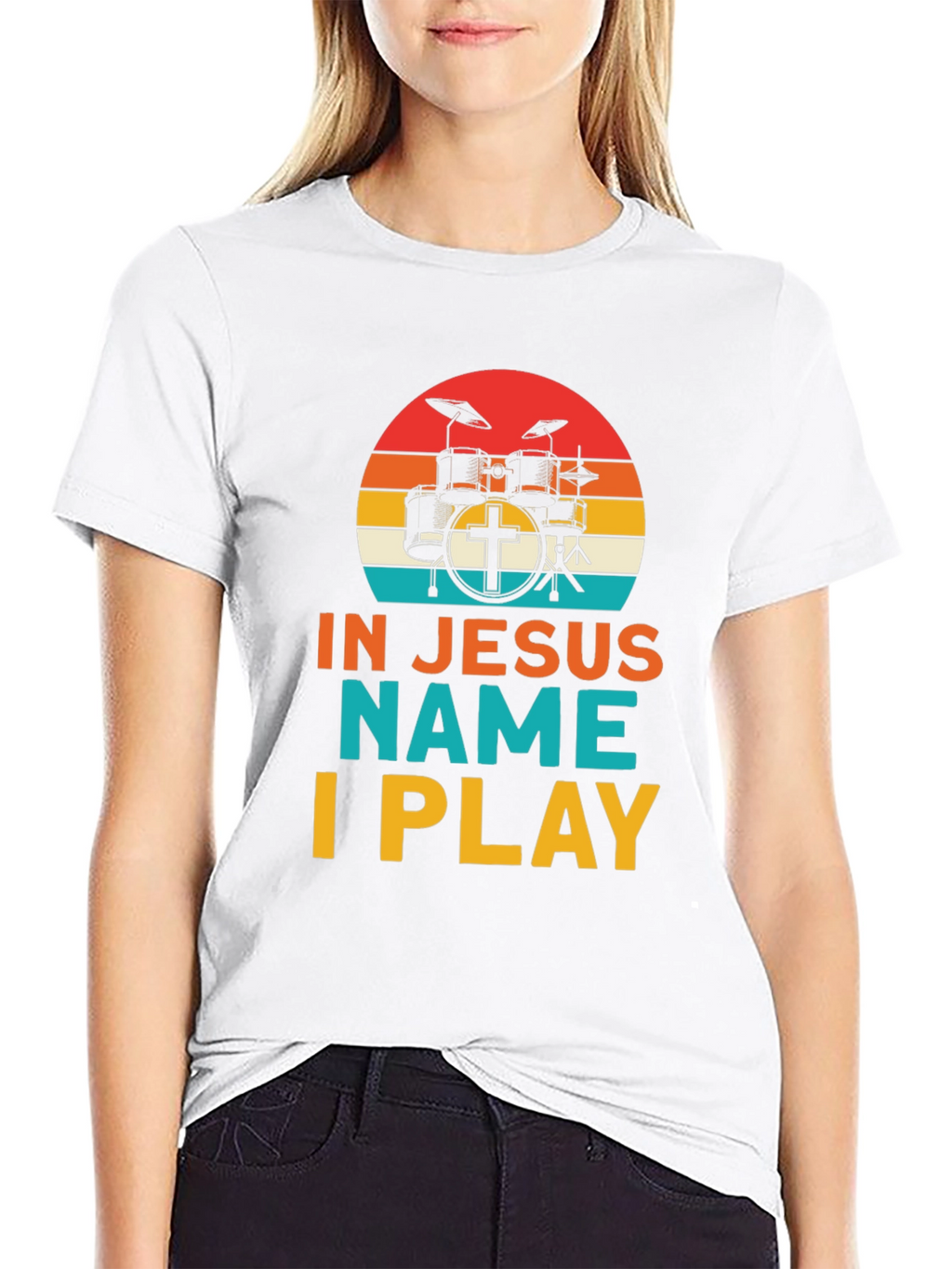In Jesus Name I Play Drummer T-Shirt
