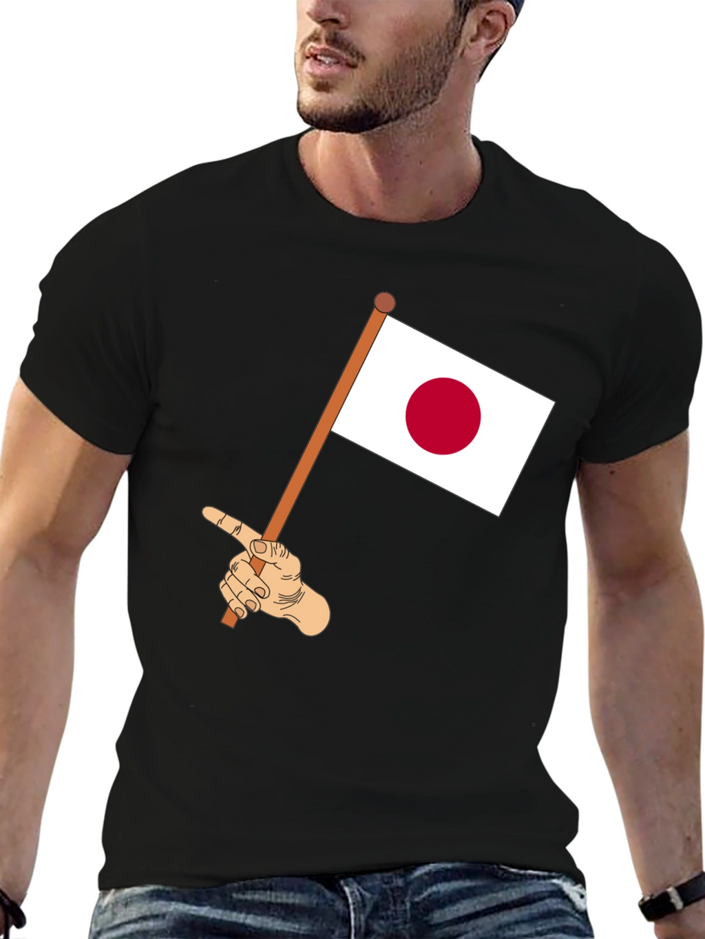 Japan Flag Waving Tee - Unique Graphic T-Shirt