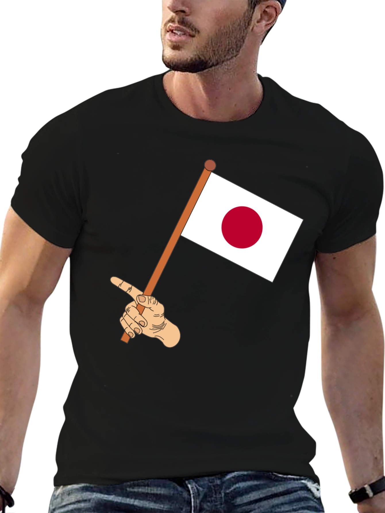 Japan Flag Waving Tee - Unique Graphic T-Shirt