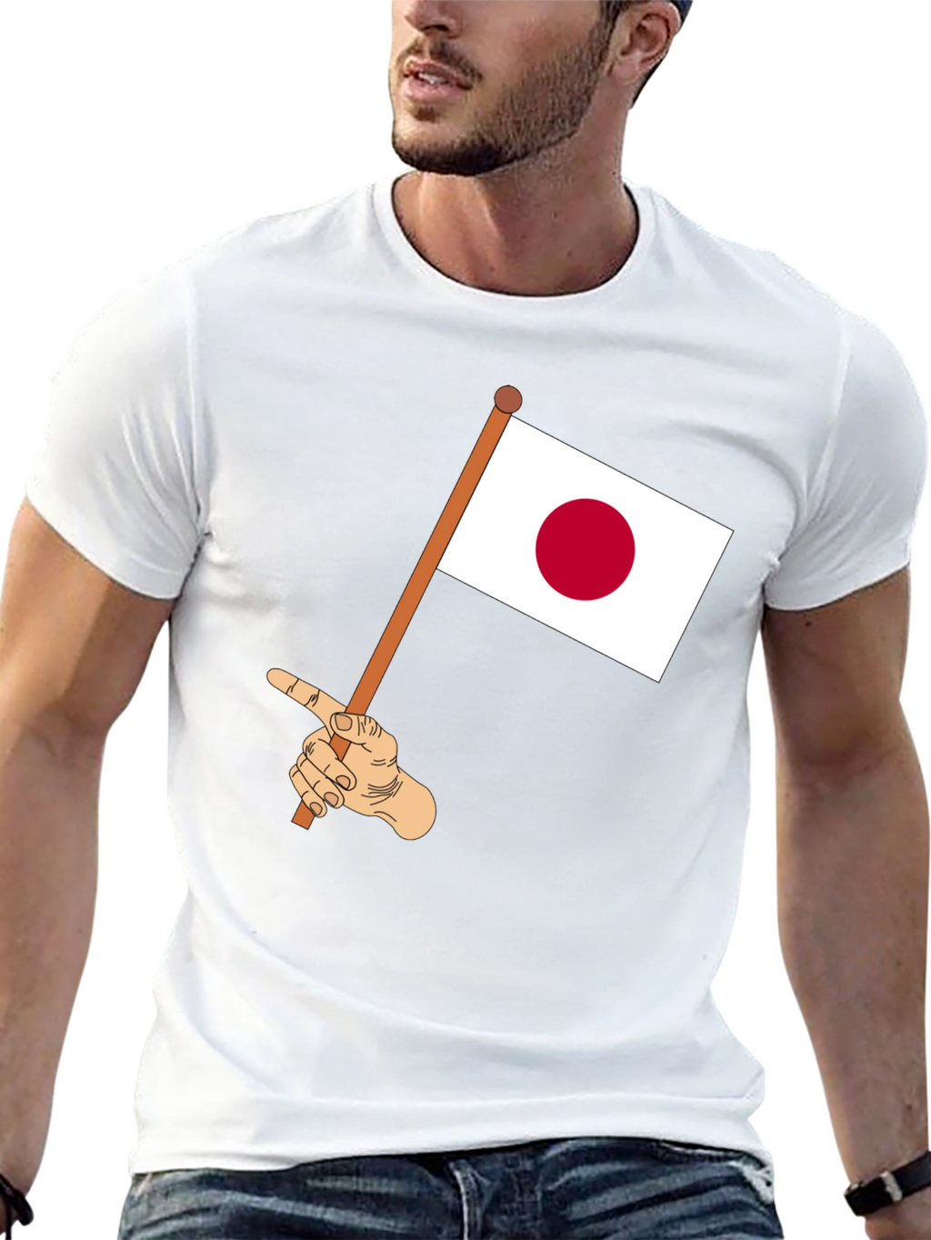 Japan Flag Waving Tee - Unique Graphic T-Shirt