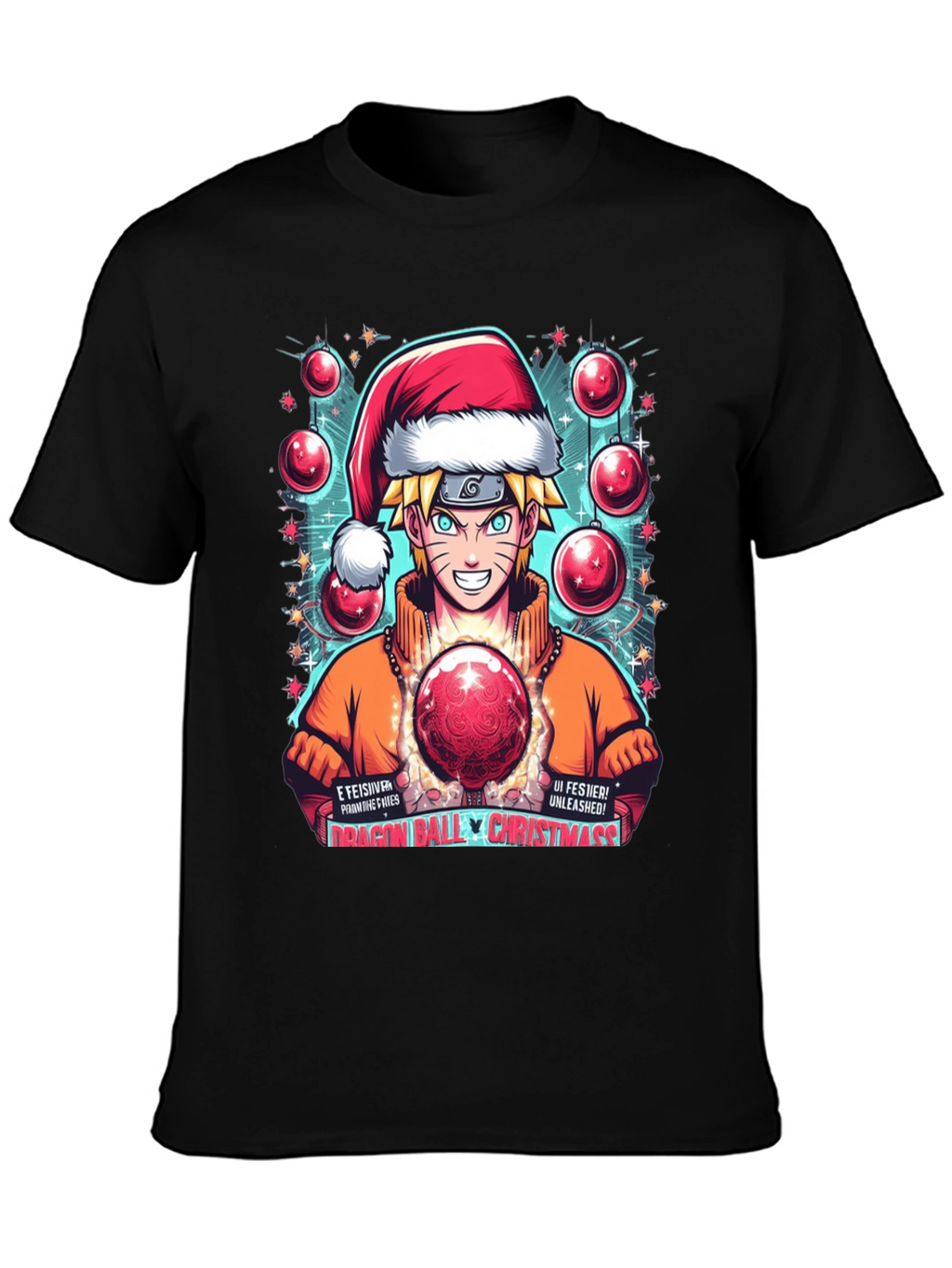 Naruto Dragon Ball Christmas Graphic T-Shirt