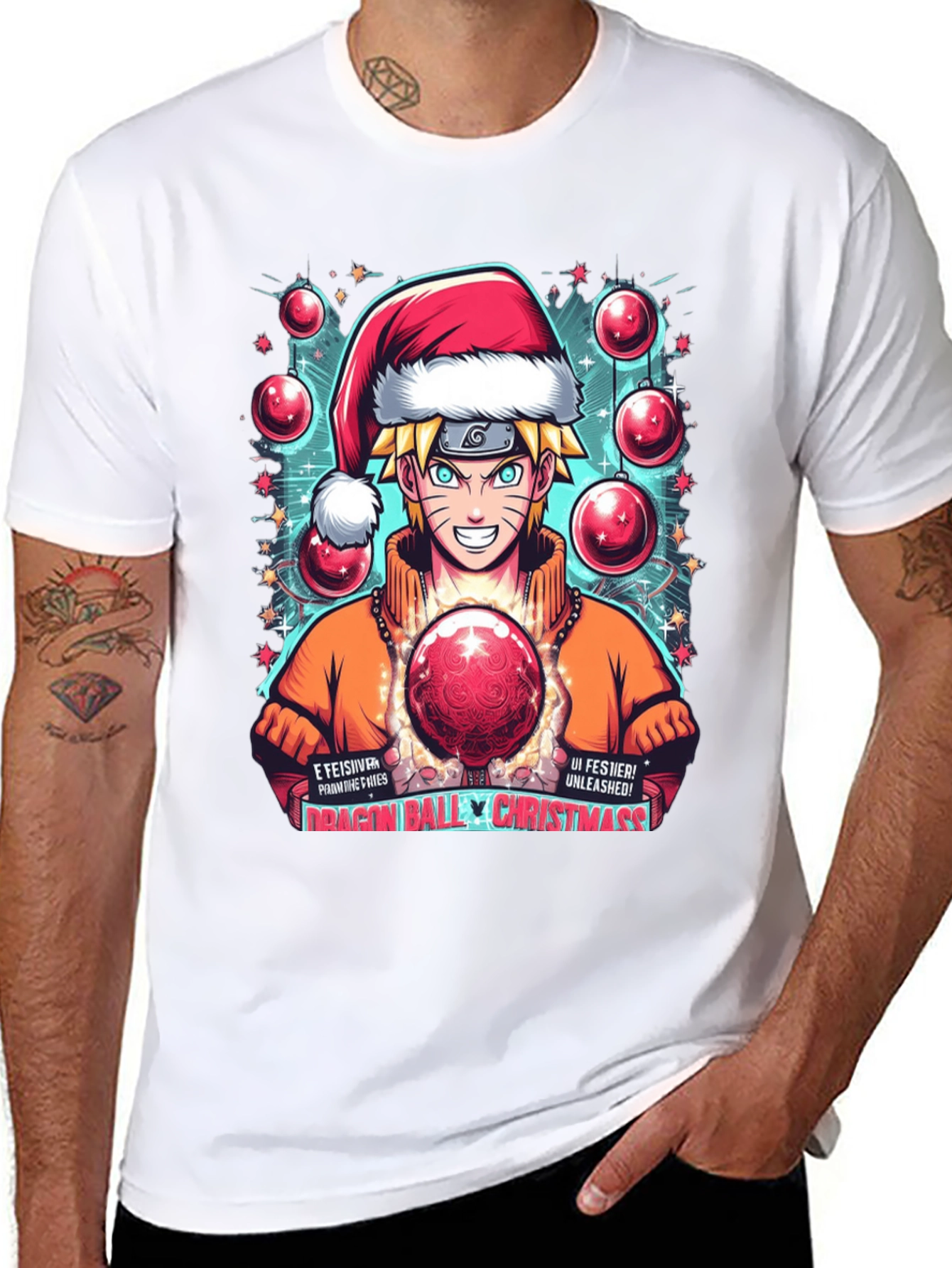 Naruto Dragon Ball Christmas Graphic T-Shirt