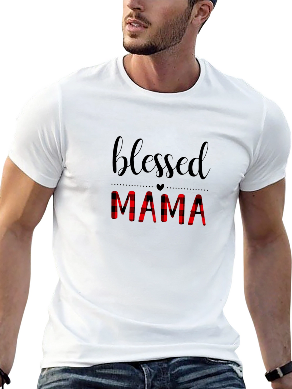 Blessed Mama Plaid Graphic T-Shirt