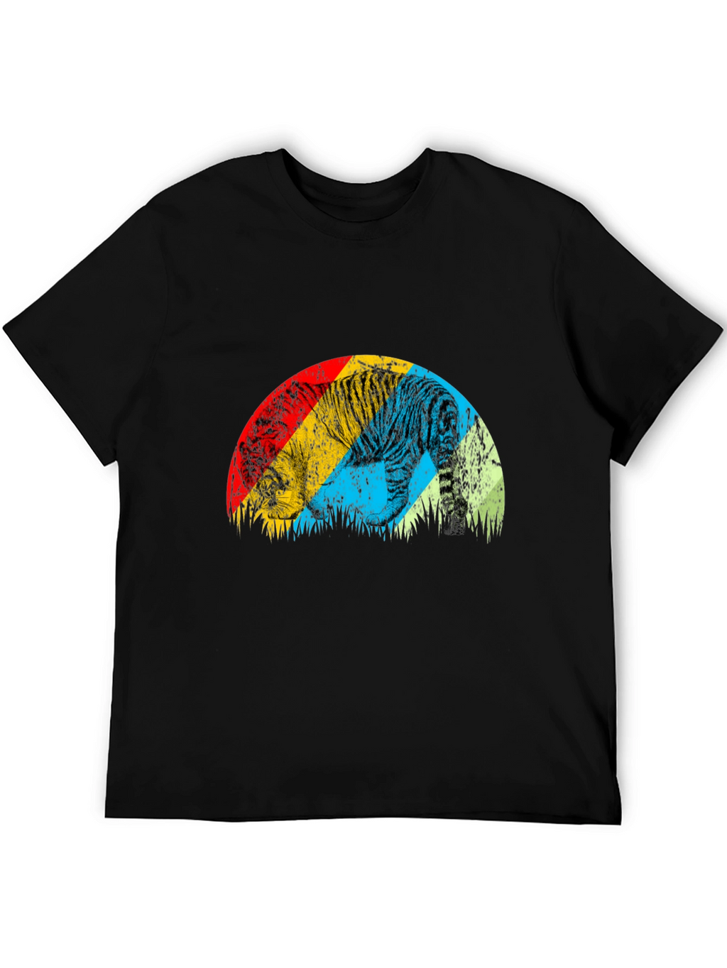Retro Tiger Graphic Tee - Stylish Mens Black T-Shirt