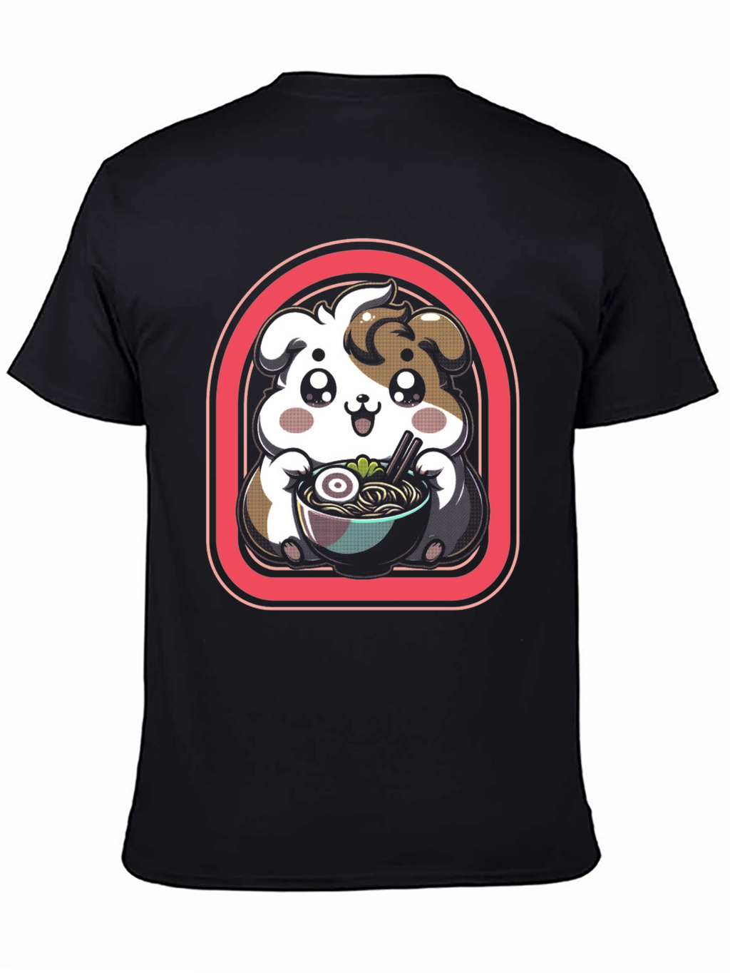 Kawaii Dog Ramen Black T-Shirt
