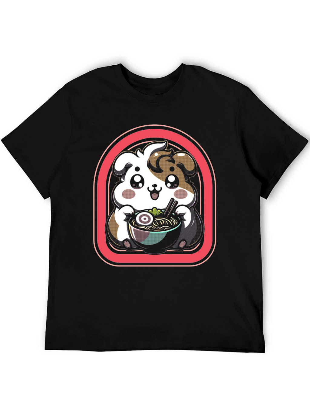 Kawaii Dog Ramen Black T-Shirt