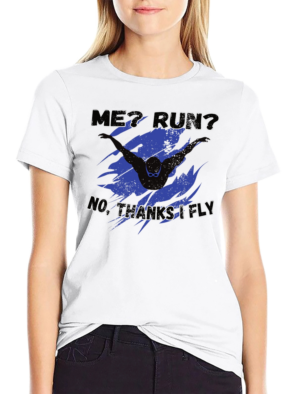 Funny Swimmer T-Shirt - No Running Just Flying!