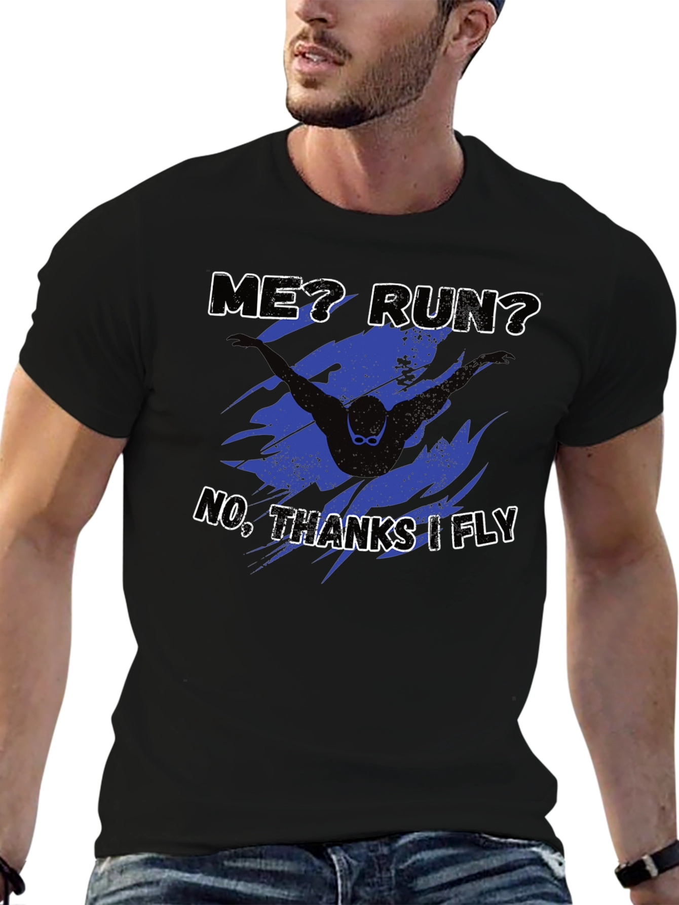 Funny Swimmer T-Shirt - No Running Just Flying!