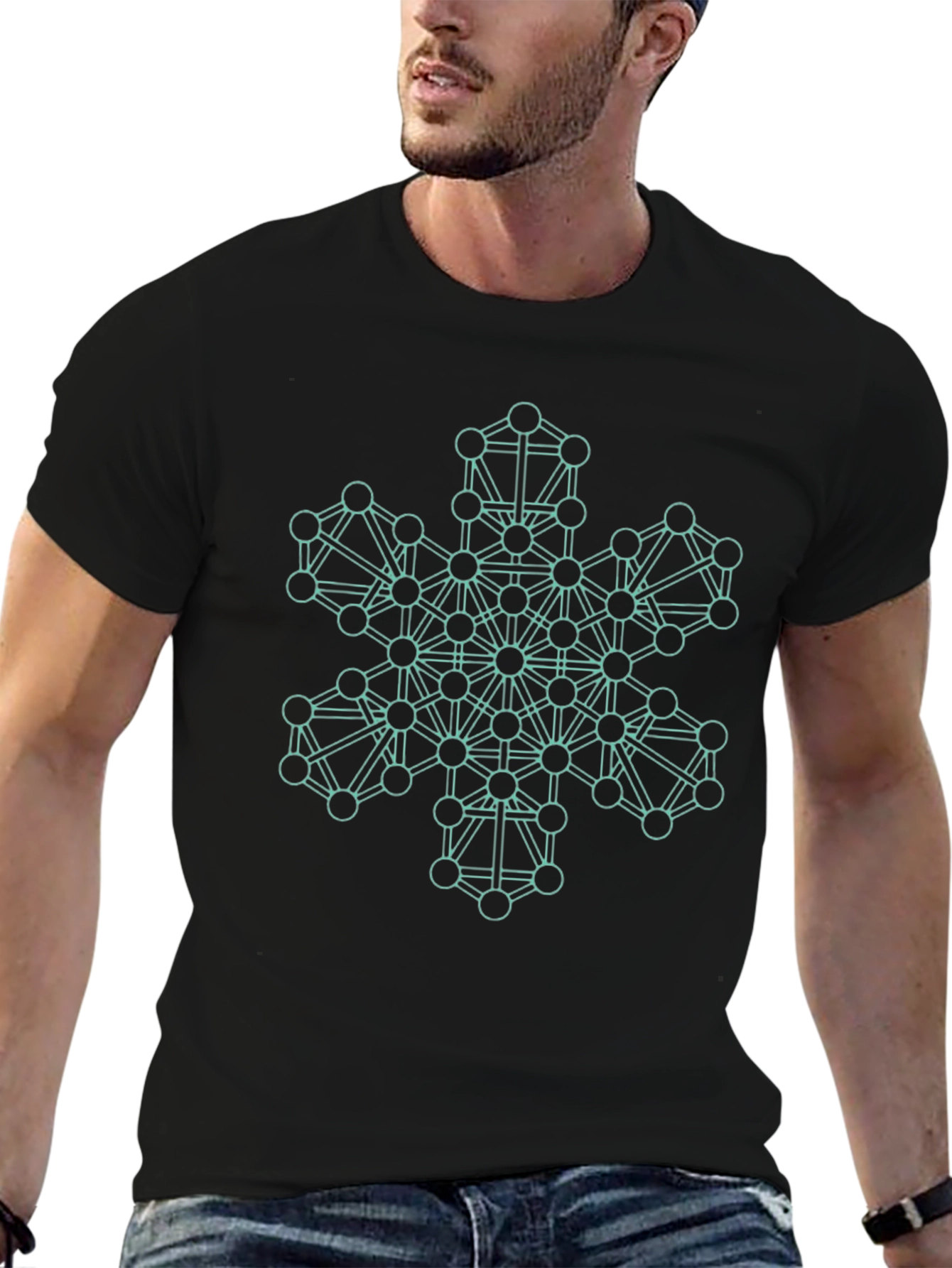 Geometric Snowflake Tee - Modern Graphic Print
