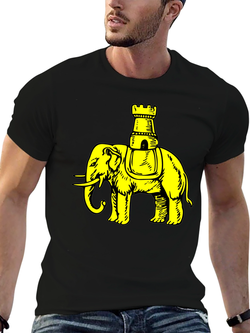 Elephant Chess Piece Black Graphic Tee