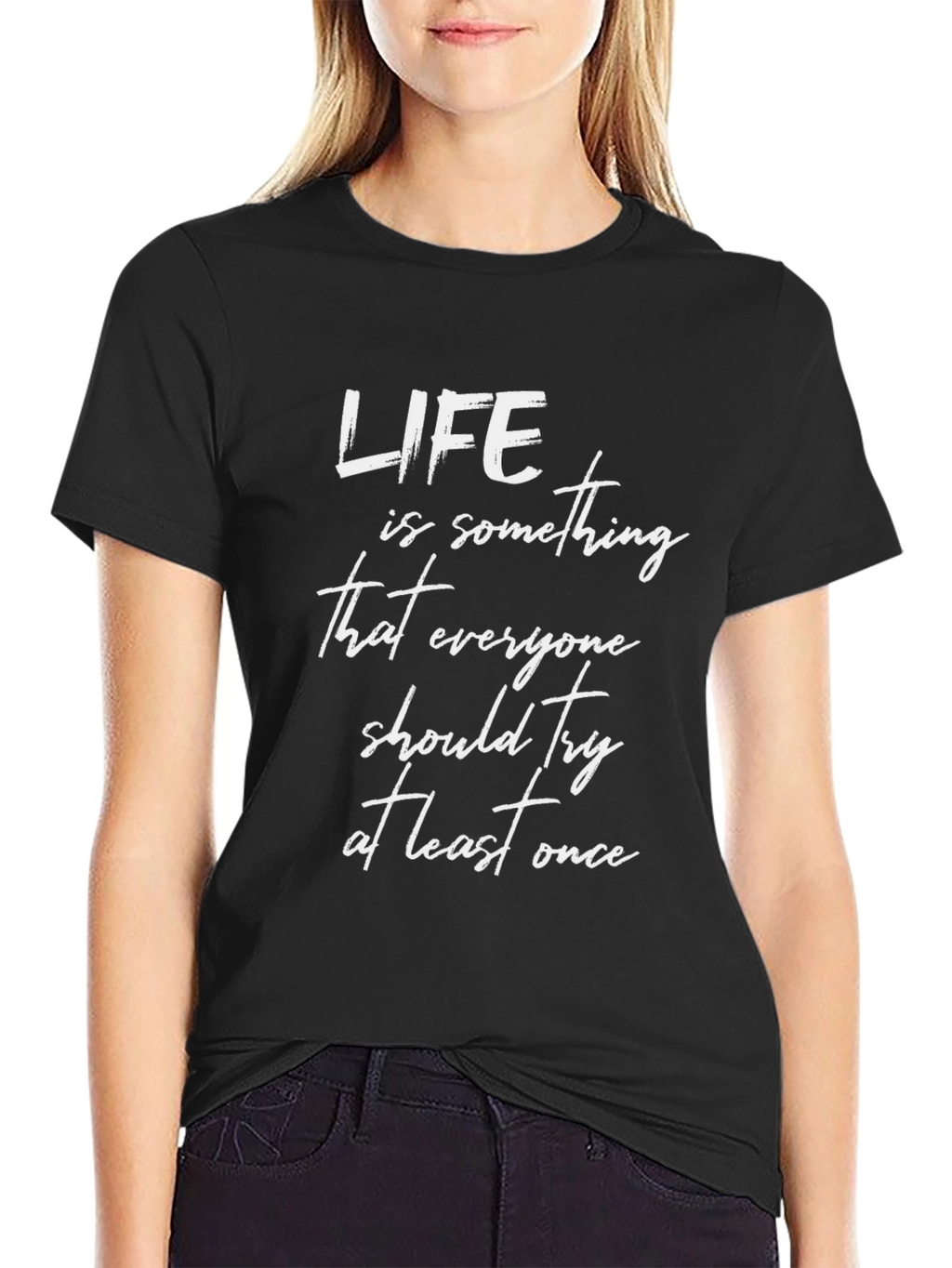 Life Quote Black Cotton T-Shirt