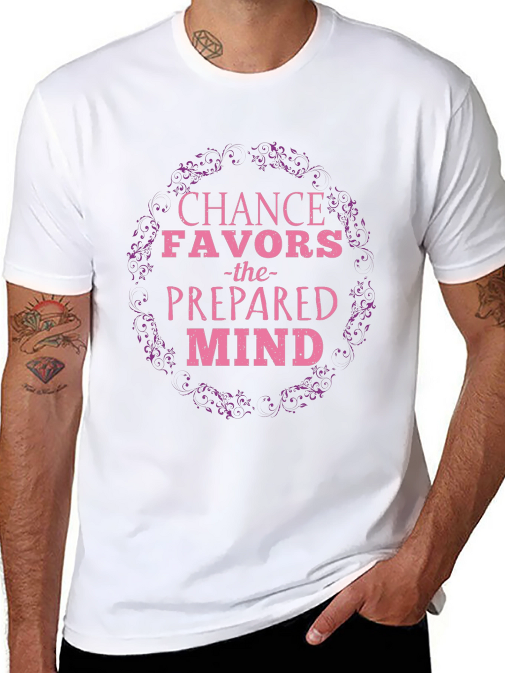 Chance Favors the Prepared Mind Black T-Shirt