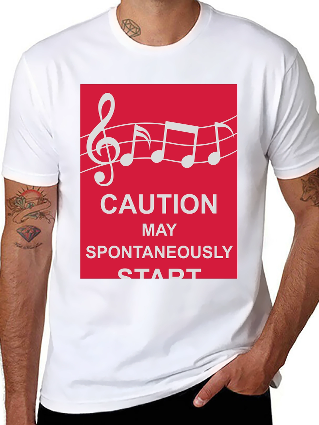 Caution May Spontaneously Start Music T-Shirt