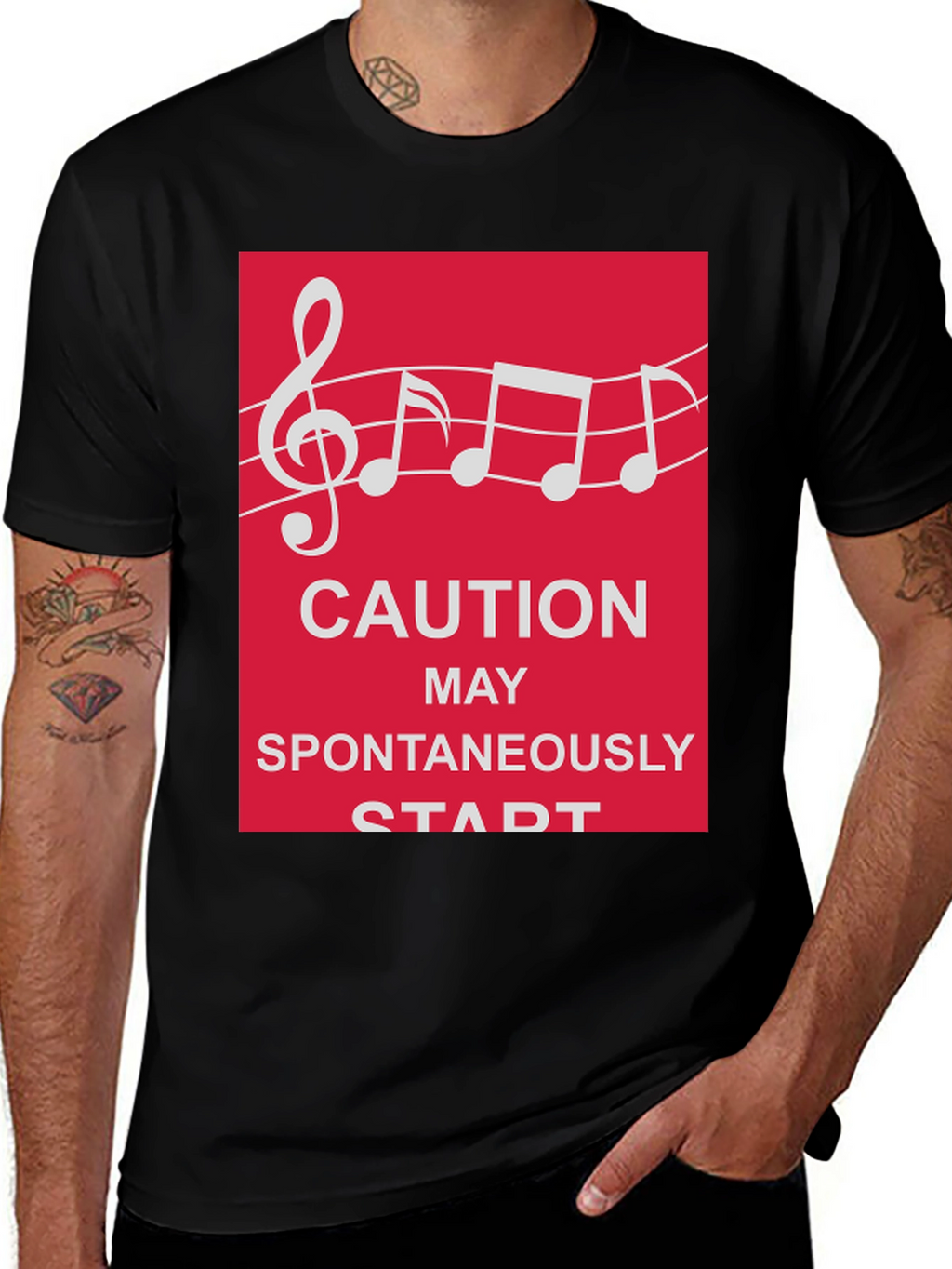 Caution May Spontaneously Start Music T-Shirt