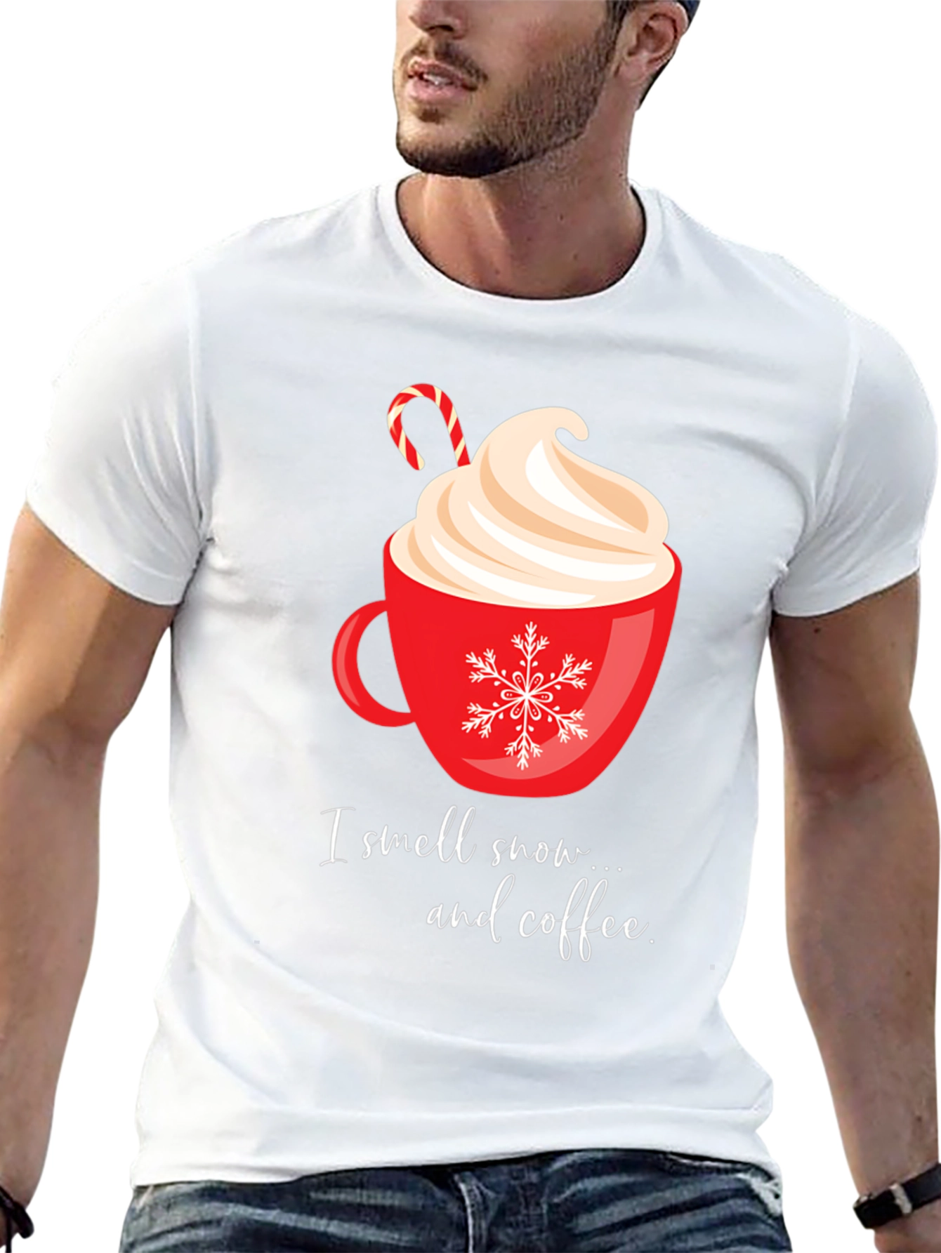 Festive Coffee T-Shirt - I smell snow... and coffee.