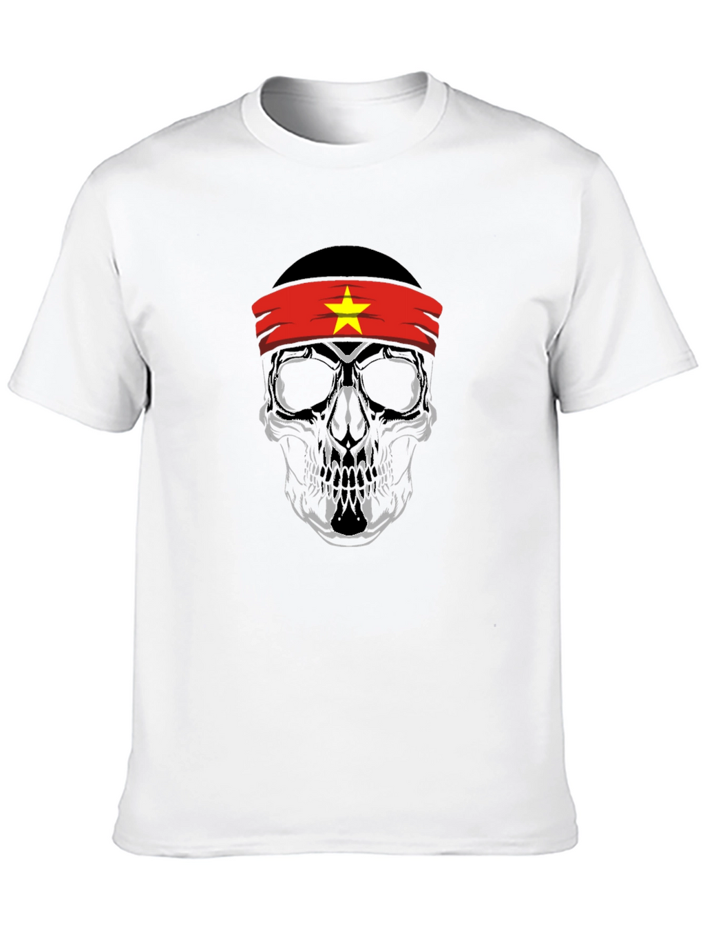 Skull Vietnam Flag Headband Graphic Tee