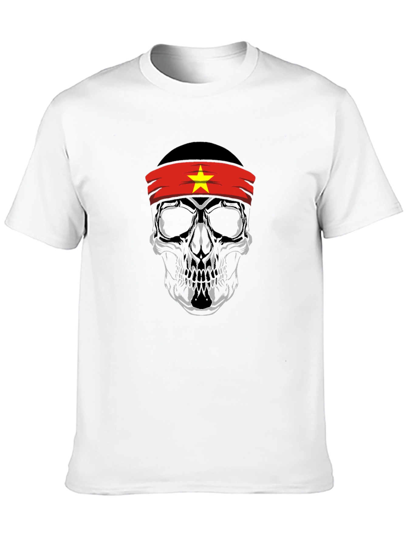 Skull Vietnam Flag Headband Graphic Tee
