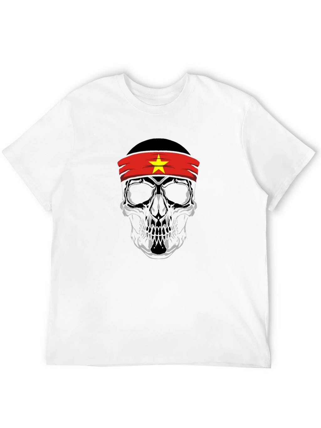 Skull Vietnam Flag Headband Graphic Tee