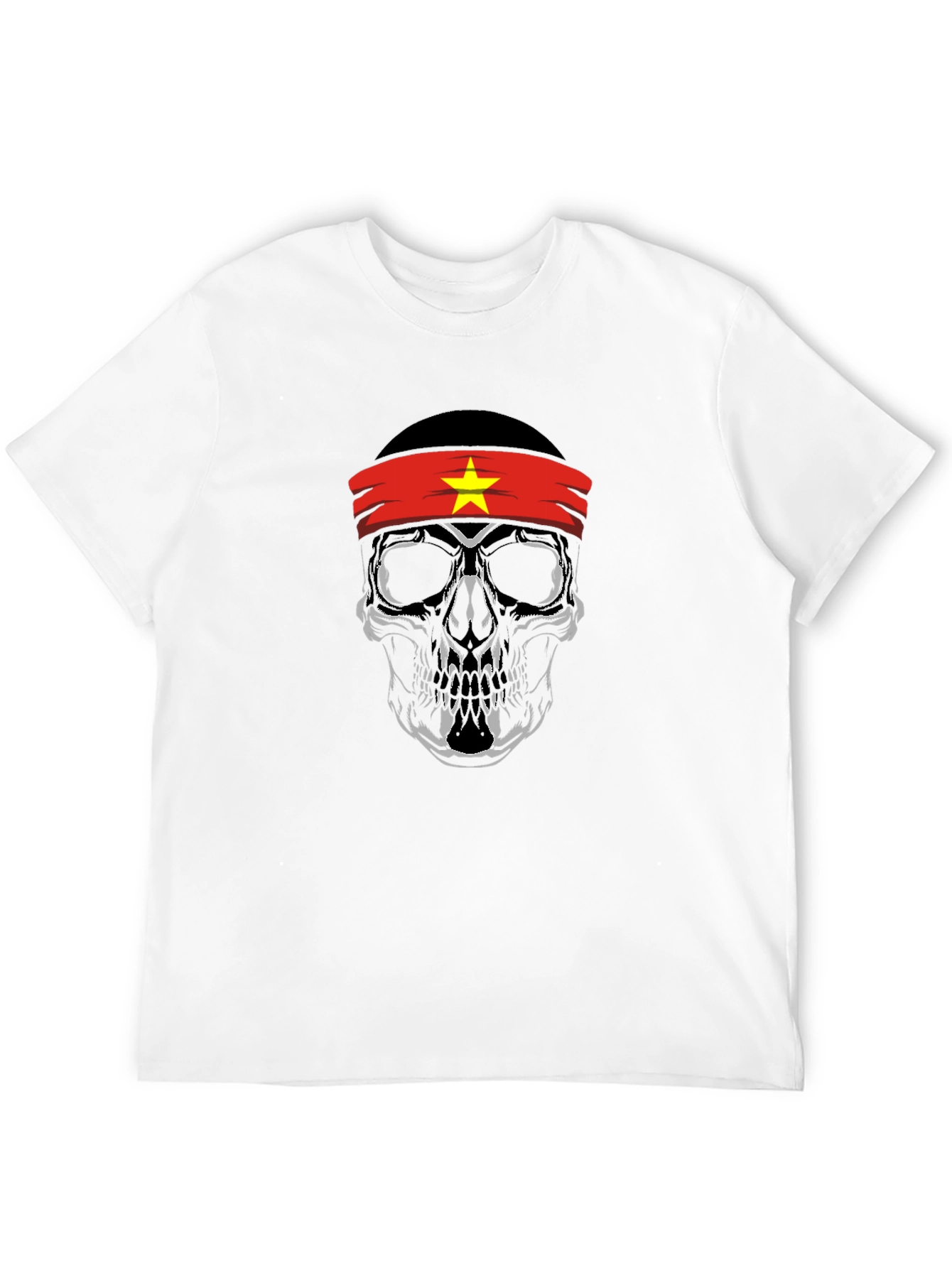 Skull Vietnam Flag Headband Graphic Tee