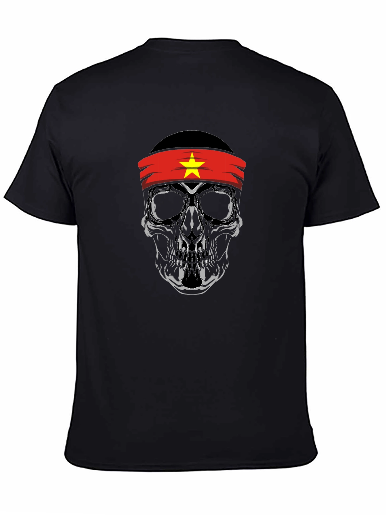 Skull Vietnam Flag Headband Graphic Tee