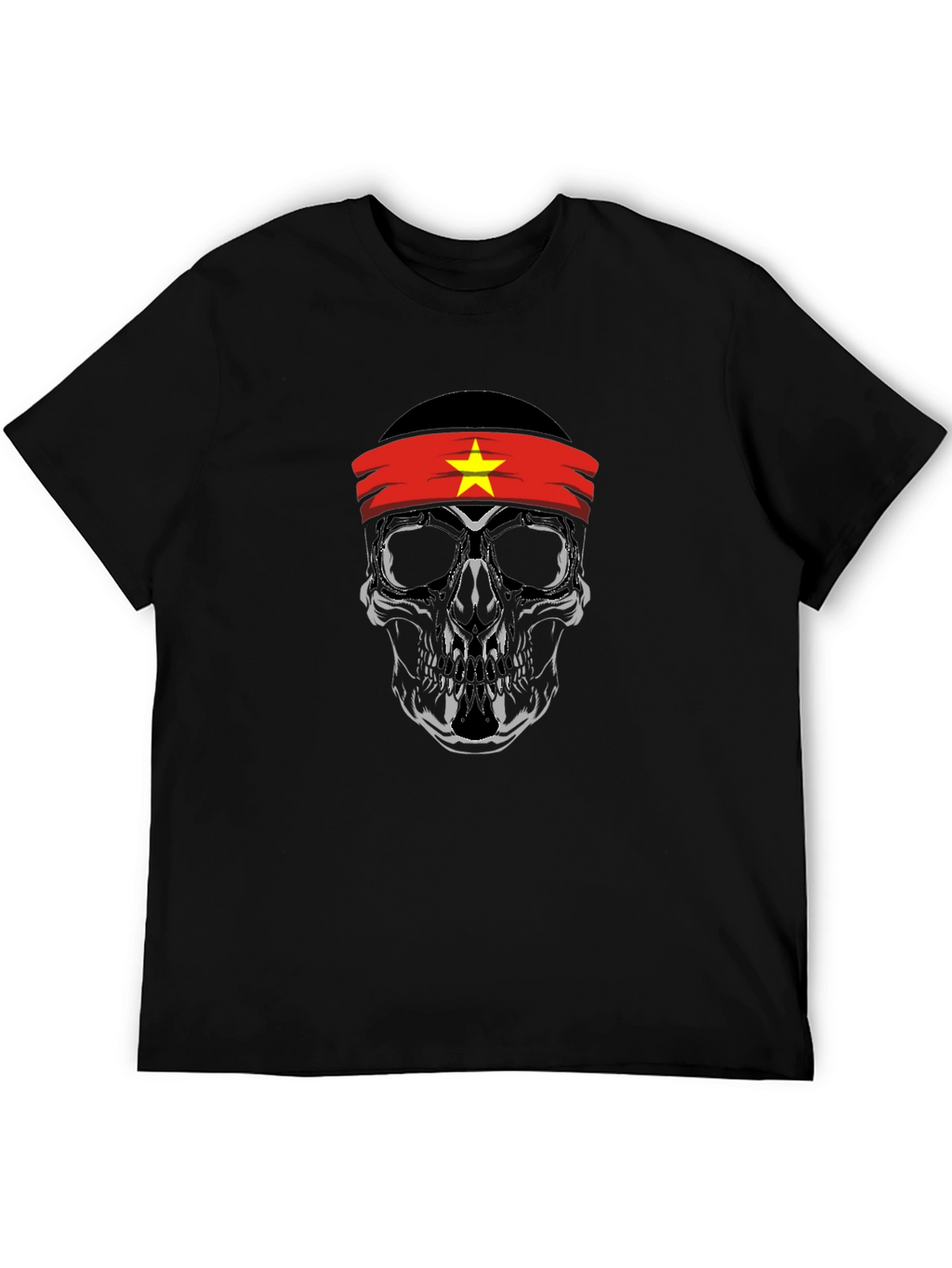 Skull Vietnam Flag Headband Graphic Tee