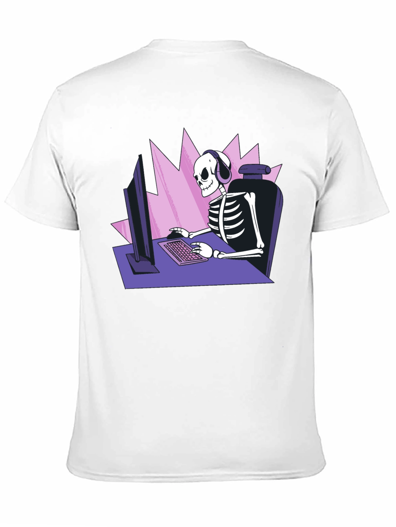 Gamer Skeleton Graphic Tee - Black