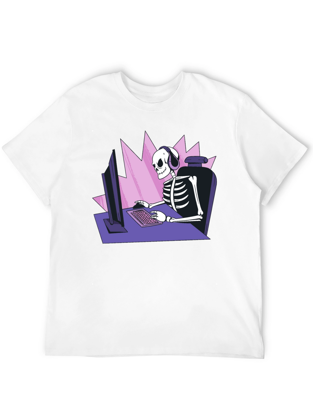 Gamer Skeleton Graphic Tee - Black